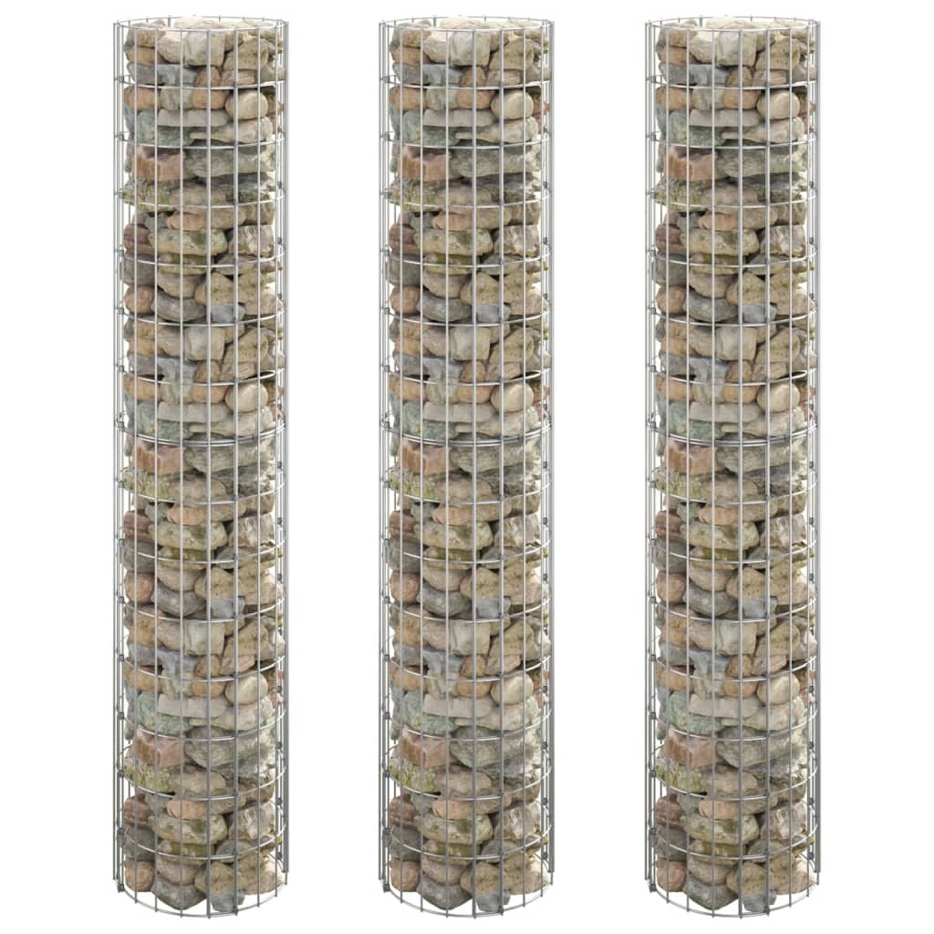 Vidaxl Gabion Planters 3 ST Rund Edisted Ø30x150 cm stal