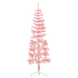 Vidaxl Kunstkerstboom Połowa z standardowym wąskim różowym 150 cm