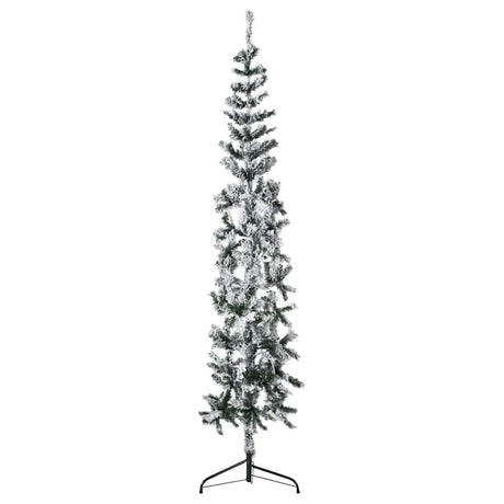 Vidaxl Kunstkerstboom połowa ze śniegiem wąskim 180 cm