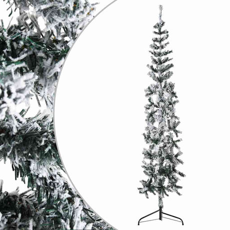 Vidaxl Kunstkerstboom połowa ze śniegiem wąskim 180 cm