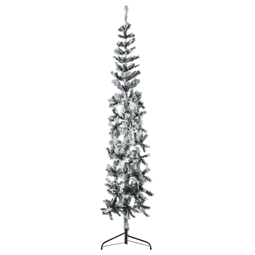 Vidaxl Kunstkerstboom połowa ze śniegiem wąskim 240 cm