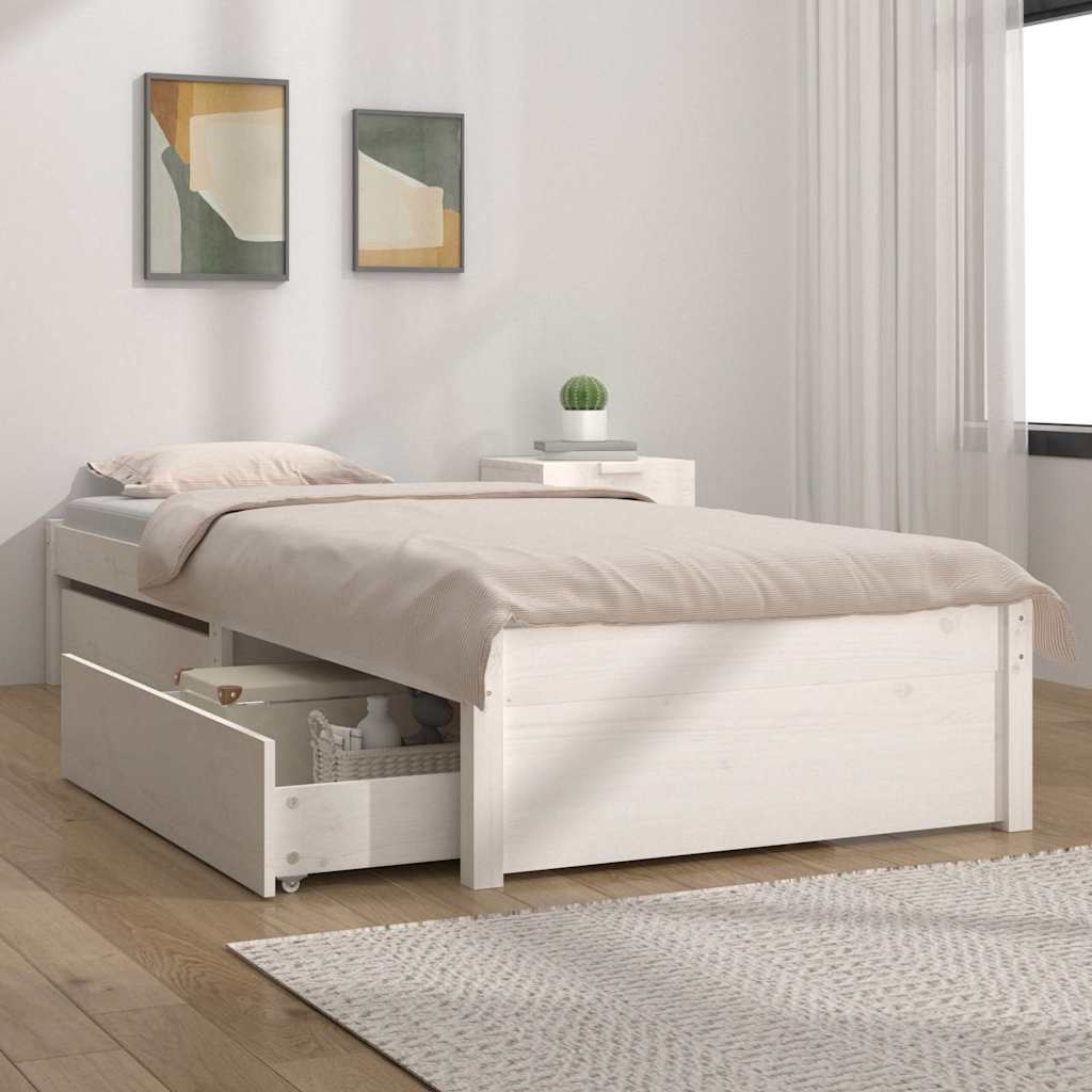 Vidaxl bedframe met lades wit 90x190 cm