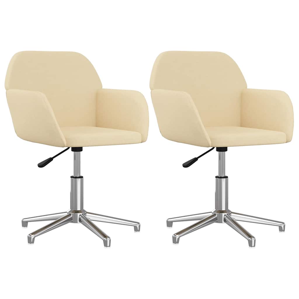 Vidaxl eetkamerstoelen 2 st draaibaar stof crèmekleurig