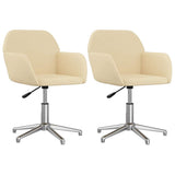 Vidaxl eetkamerstoelen 2 st draaibaar stof crèmekleurig