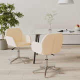 Vidaxl eetkamerstoelen 2 st draaibaar stof crèmekleurig