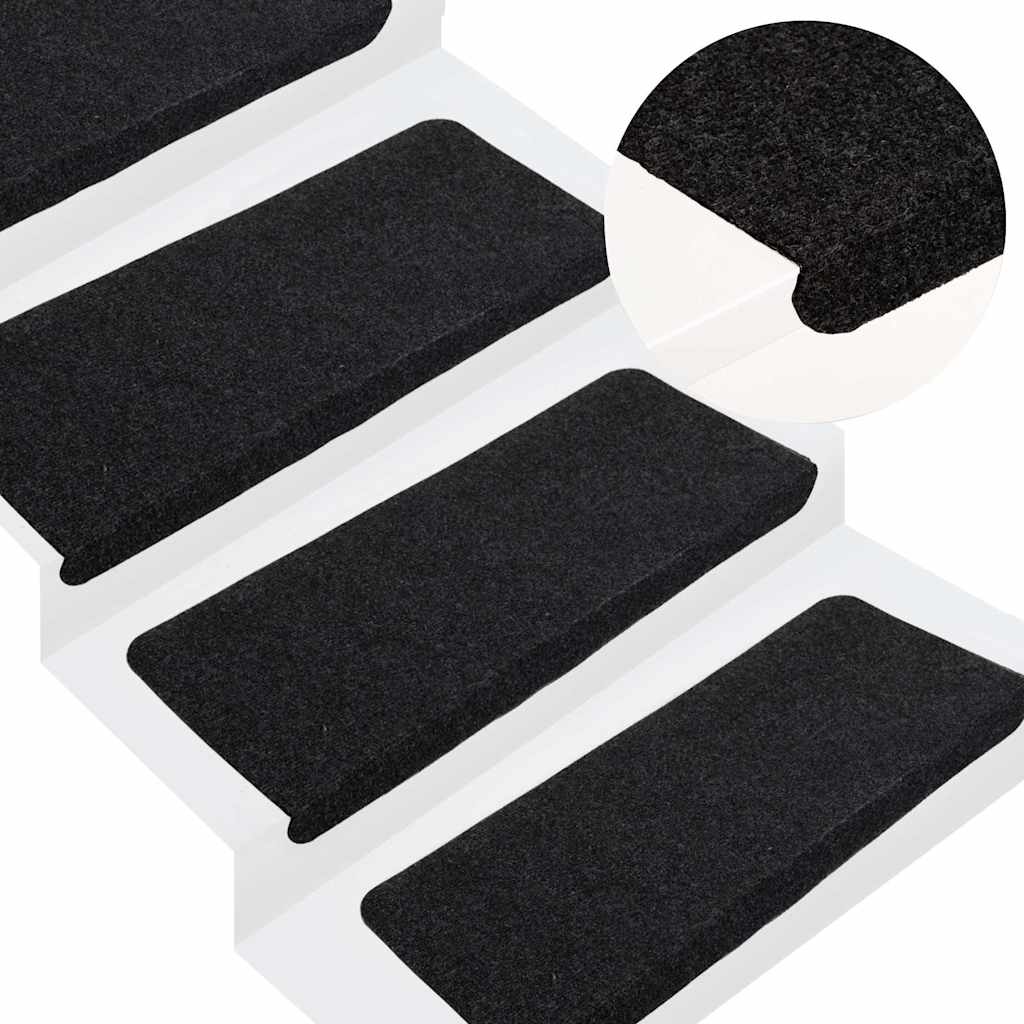 Maty schodów vidaxl samozadowolenie 15 St 65x24.5x3,5 cm czarny