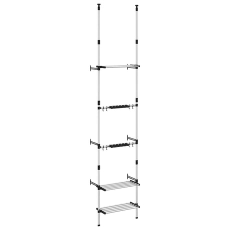Vidaxl Garden Rack z 3 półkami teleskopowymi aluminiowymi srebrnymi
