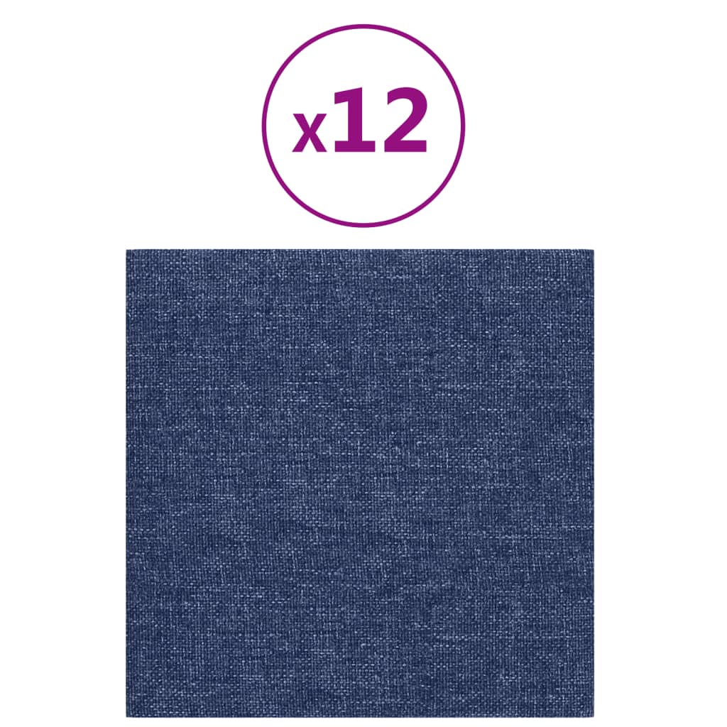 Panele ścienne vidaxl 12 St 1,08 m² 30x30 cm Tkanina niebieska