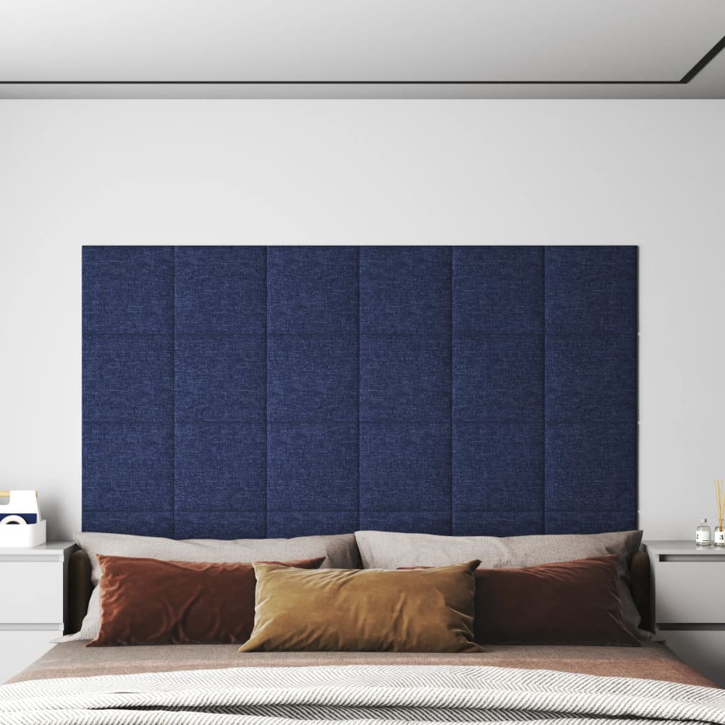 Panele ścienne vidaxl 12 St 1,08 m² 30x30 cm Tkanina niebieska