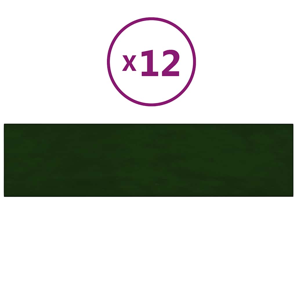 Panele ścienne vidaxl 12 St 1,08 m² 60x15 cm aksamitne ciemnozielone