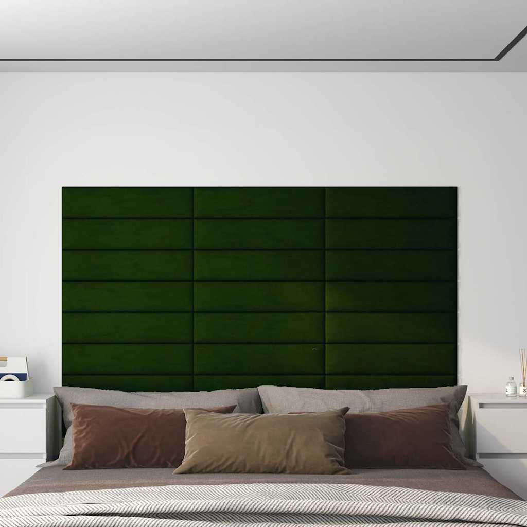 Panele ścienne vidaxl 12 St 1,08 m² 60x15 cm aksamitne ciemnozielone
