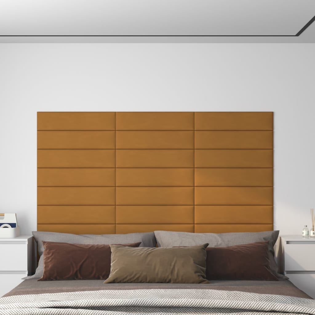 Panele ścienne vidaxl 12 St 1,08 m² 60x15 cm aksamitne brąz