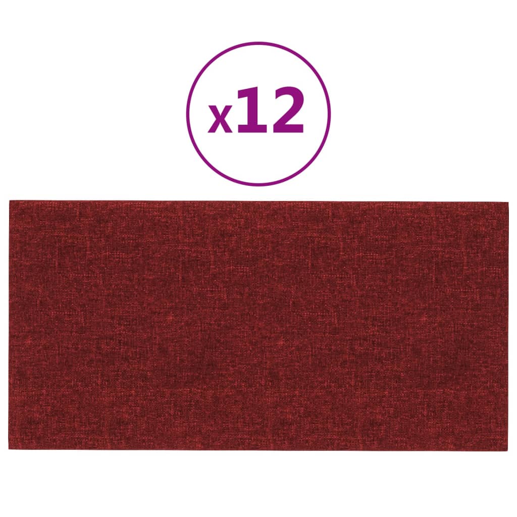 Panele ścienne vidaxl 12 St 2,16 m² 60x30 cm tkaninowe wino czerwone