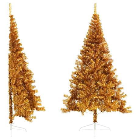 Vidaxl Kunstkerstboom Połowa ze standardowym 210 cm Cap Kolor w kolorze złotym