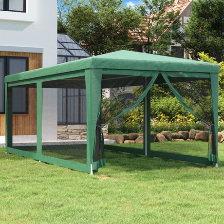 Namiot imprezowy vidaxl z 6 meshami bocznymi 3x6 m HDPE Green