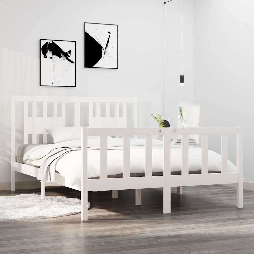 Vidaxl bedframe massief hout wit 140x190 cm