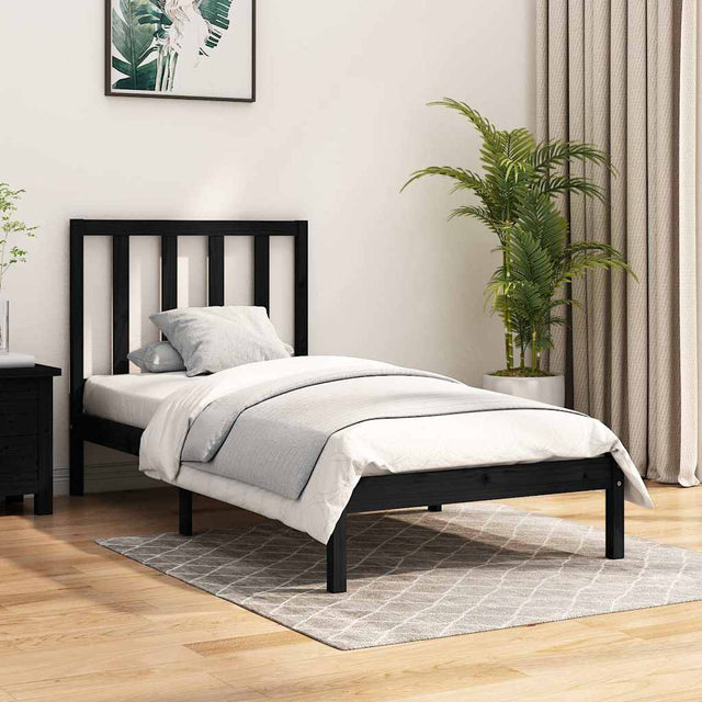 Vidaxl bedframe massief grenenhout zwart 100x200 cm