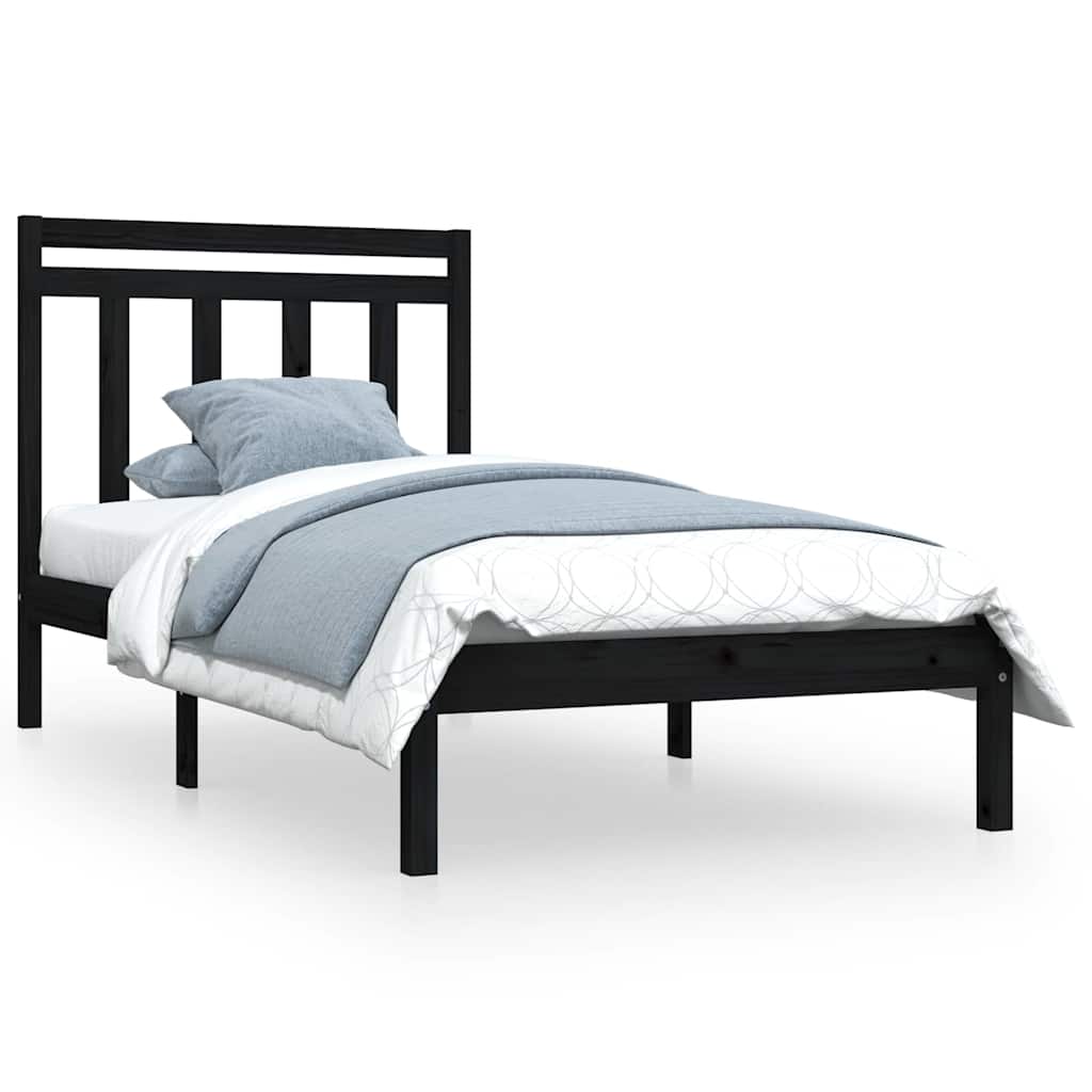 Vidaxl bedframe massief hout zwart 75x190 cm