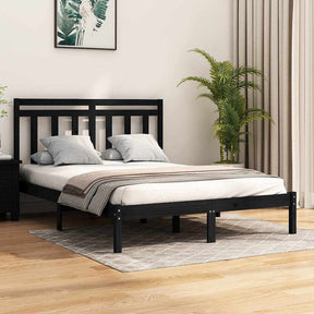 Vidaxl bedframe massief hout zwart 150x200 cm