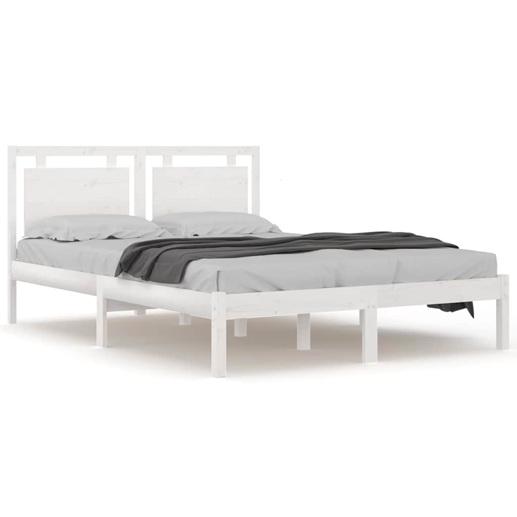 Vidaxl bedframe massief hout wit 140x190 cm