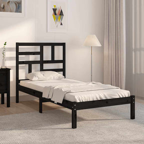Vidaxl bedframe massief hout zwart 75x190 cm