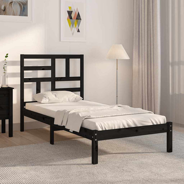 Vidaxl bedframe massief hout zwart 75x190 cm