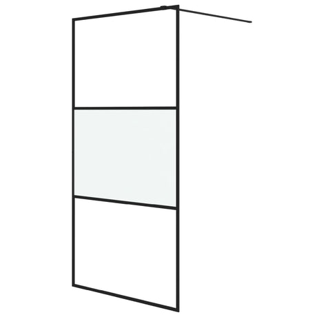 Vidaxl Walk-in Shower Wall 100x195 cm Halfmat ESG Glass Black