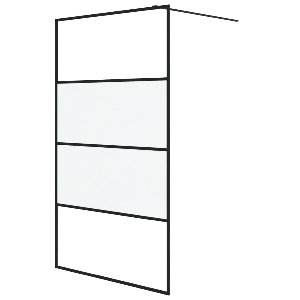 Vidaxl Walk-in Shower Wall 115x195 cm Halfmat ESG-GLA Black