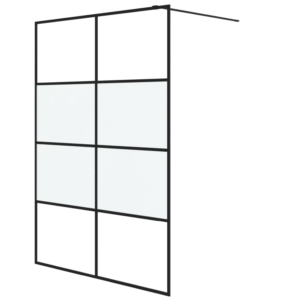 Vidaxl Walk-in Shower Wall 140x195 cm Half-Mat ESG Glass Black