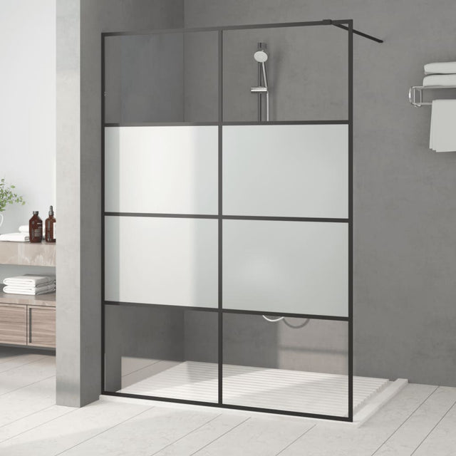 Vidaxl Walk-in Shower Wall 140x195 cm Half-Mat ESG Glass Black