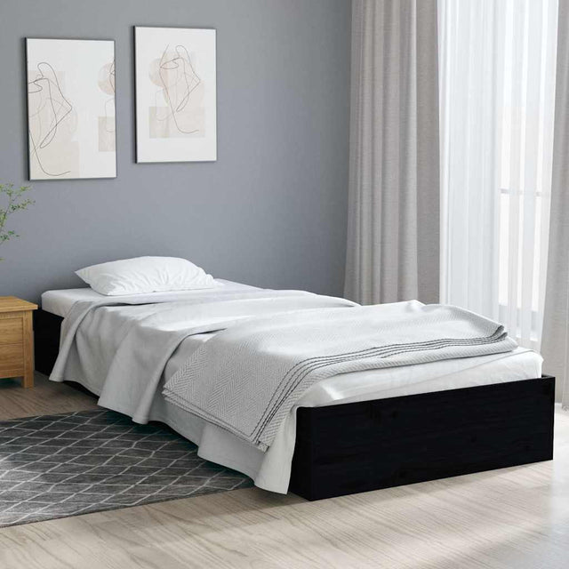 Vidaxl bedframe massief hout zwart 75x190 cm