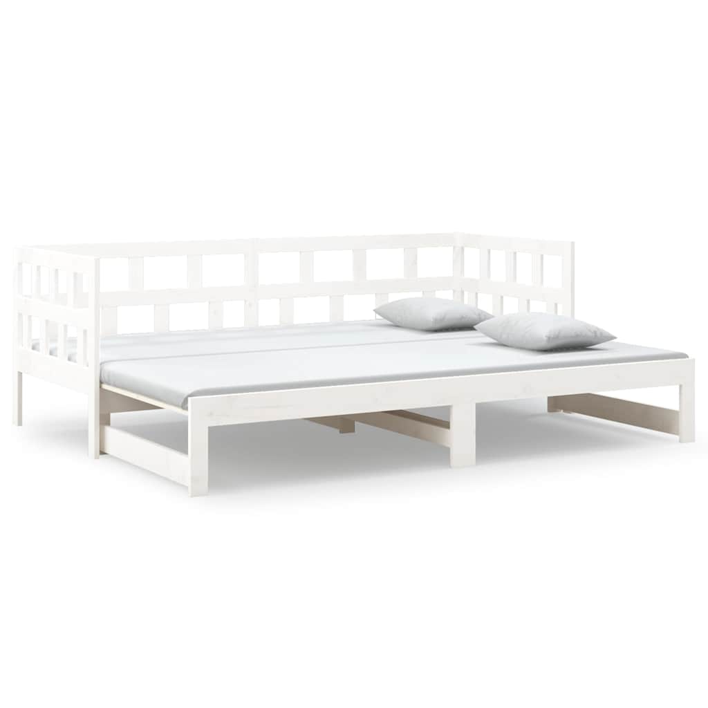 Vidaxl slaapbank uitschuifbaar massief grenenhout wit 2x(80x200) cm