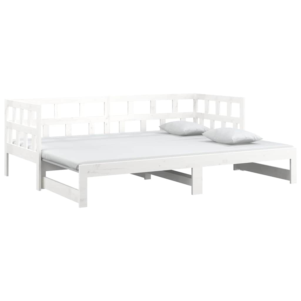 Vidaxl slaapbank uitschuifbaar massief grenenhout wit 2x(80x200) cm
