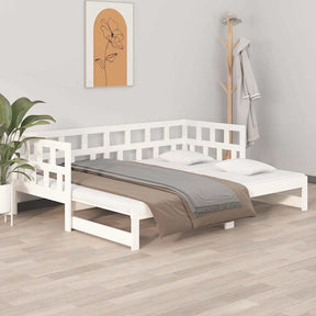 Vidaxl slaapbank uitschuifbaar massief grenenhout wit 2x(80x200) cm