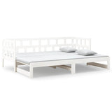 Vidaxl slaapbank uitschuifbaar massief grenenhout wit 2x(90x190) cm