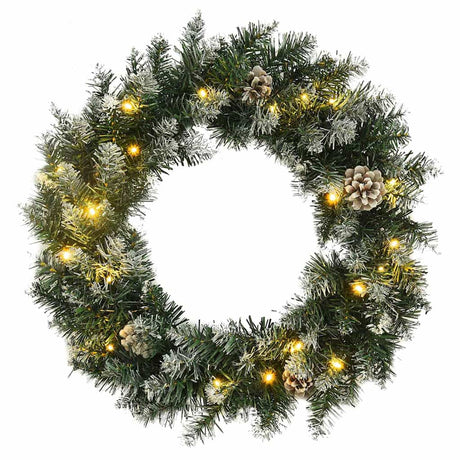 Vidaxl świąteczny wieniec z światłami LED 45 cm PVC zielony