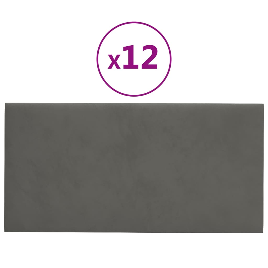 Panele ścienne vidaxl 12 St 2,16 m² 60x30 cm aksamitne ciemnoszary
