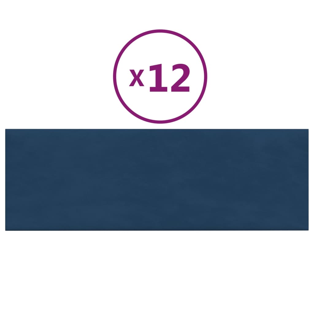 Vidaxl Panele ścienne 12 St 3,24 m² 90x30 cm aksamitne niebieskie