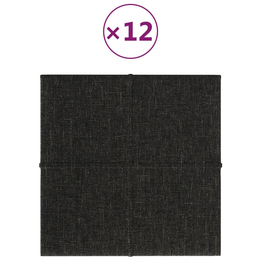 Panele ścienne vidaxl 12 St 1,08 m² 30x30 cm Black
