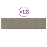 Panele ścienne vidaxl 12 St 1,08 m² 60x15 cm aksamitne jasnoszary