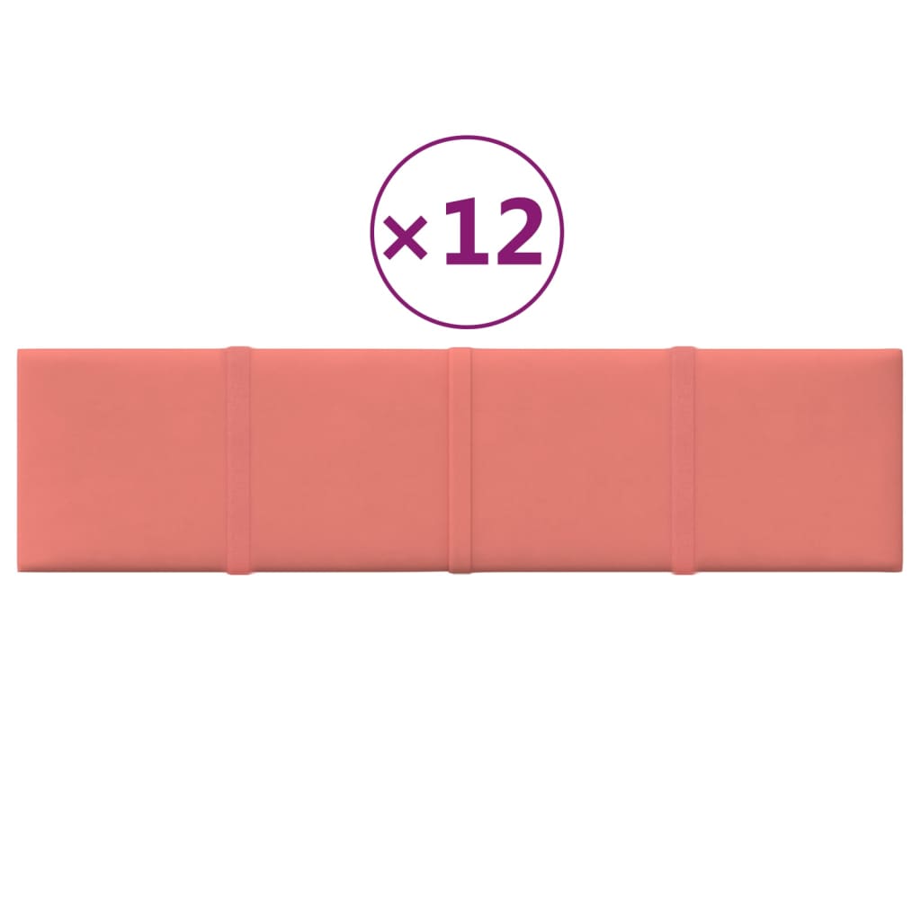 Panele ścienne vidaxl 12 St 1,08 m² 60x15 cm aksamitne różowe