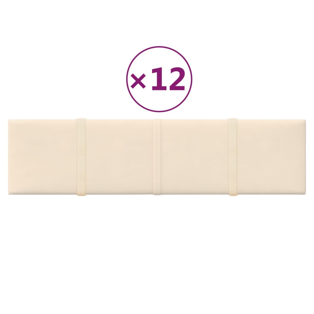 Panele ścienne vidaxl 12 St 1,08 m² 60x15 cm aksamitne krem ​​-kolory