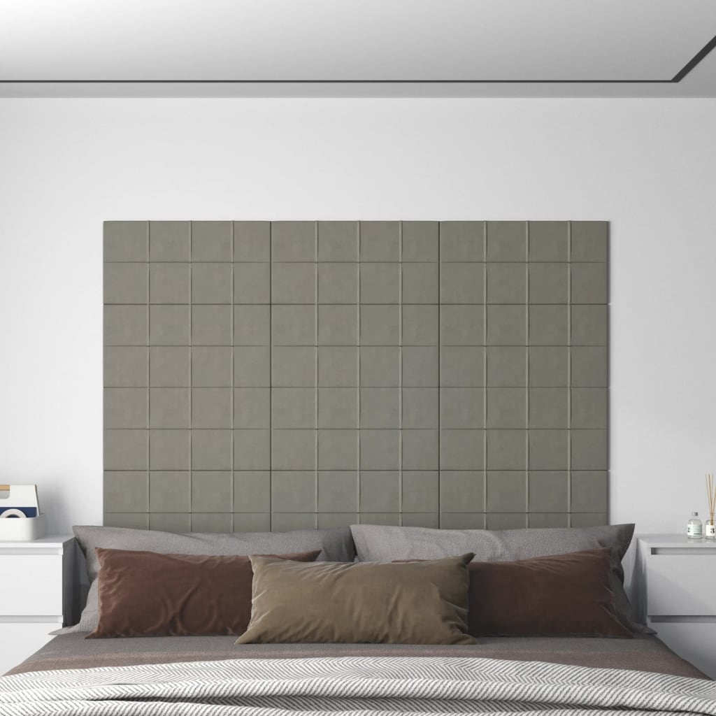 Panele ścienne vidaxl 12 St 2,16 m² 60x30 cm aksamitne jasnoszary