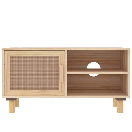 Vidaxl tv-meubel 80x30x40 cm massief grenenhout en rattan bruin