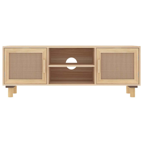Vidaxl tv-meubel 105x30x40 cm massief grenenhout en rattan bruin