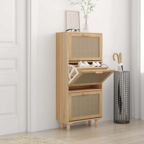 Szafka buta vidaxl 52x25x115cm przetworzone drewno naturalny rattan brązowy