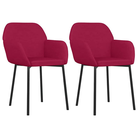 Vidaxl eetkamerstoelen 2 st fluweel wijnrood
