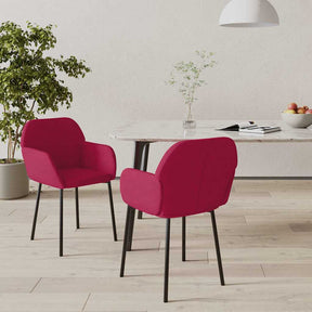 Vidaxl eetkamerstoelen 2 st fluweel wijnrood