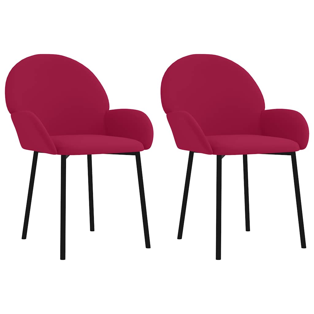 Vidaxl eetkamerstoelen 2 st fluweel wijnrood