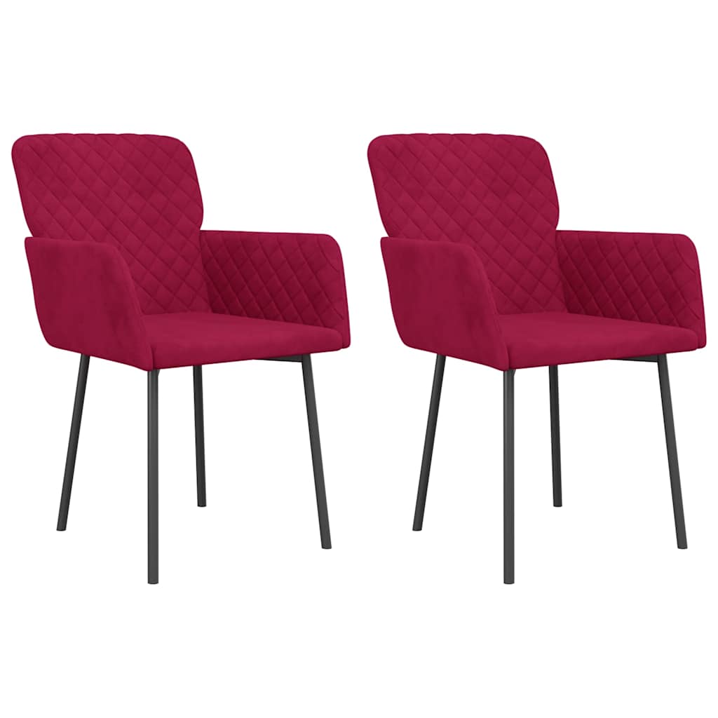 Vidaxl eetkamerstoelen 2 st fluweel wijnrood